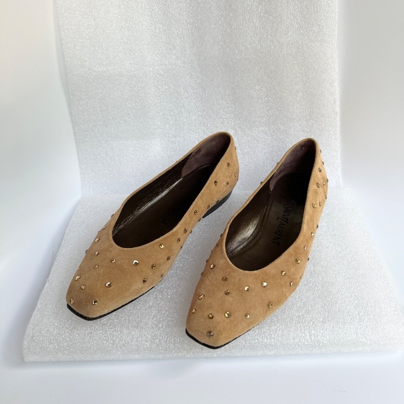 Yves Saint Laurent Ballet Flat Tan Suede / Rhinestone Size US 6M - Picture 2 of 13